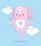 Baby shower, cute dog animal clouds cartoon blue background