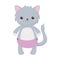 Baby shower, cute gray cat with diaper animal cartoon, celebration welcome newborn