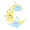 Baby shower cute half moon clouds hearts cartoon