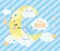 Baby shower cute half moon clouds hearts cartoon