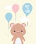 Baby shower cute little bear balloons decoration card