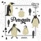 Baby Shower Design with Cute Penguins. Creative Hand Drawn Childish Penguin Background for Decoration, Invitation, Cover