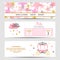 Baby Shower girl banners vector set in pink and golden colors.