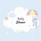 Baby shower greeting card with cloud frame