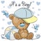 Baby Shower Greeting Card with cute Teddy Bear boy