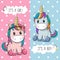 Baby Shower greeting card with Cute Unicorns