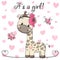 Baby Shower Greeting Card with Giraffe girl