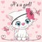 Baby Shower Greeting Card with Kitten girl