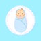 Baby Shower Greeting Card Swaddled Boy with Nipple