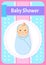 Baby Shower Greeting Card Swaddled Boy with Nipple