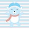 Baby Shower illustration with cute blue baby bear suitable for invitation card, postcard and nursery wall