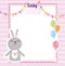 Baby shower invitation card rabbit balloons and pennants decoration