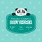 Baby Shower Invitation Template, Green Card with Cute Panda Bear and Place For Your Text, Gender Neutral Vector