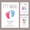 Baby shower invitation vector illustration set in flat style.