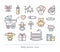 Baby shower. Line icons with editable stroke