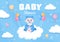 Baby Shower Little Boy or Girl with Cute Design Toys and Accessories Newborn Babies Background Illustration for Invitation