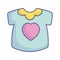 Baby shower little shirt with heart clothes icon
