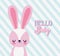Baby shower love rabbit cartoon stripes background card