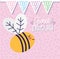 Baby shower love sweet dreams cute bee flying bunting decoration