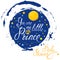 Baby Shower with moon and stars on blue grunge background. Calligraphic text You are my little prince. Congratulations on