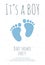 Baby shower party for future mommy of boy template with blue toddler footsteps.