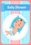 Baby Shower Poster, Newborn on Pillow and Sleeping