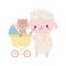 Baby shower sheep with squirrel in pram cartoon decoration