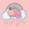 Baby shower sleeping little girl cloud rainbow