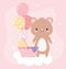 Baby shower teddy bear pram balloons card cartoon decoration