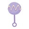 Baby shower, toy purple rattle icon, celebration welcome newborn