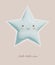 Baby Shower Vector Illustration with Cute Kawaii Style Blue Star on a Light Biege Background.