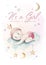 Baby shower watercolor girl design elements. Set of baby pink birthday illustration. Newborn party invitation