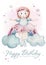 Baby shower watercolor girl design elements. Set of baby pink birthday illustration. Newborn party invitation