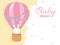 Baby shower, white rabbit in air balloon welcome newborn celebration card