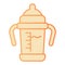 Baby sippy cup flat icon. Baby milk bottle orange icons in trendy flat style. Bottle with toddler gradient style design