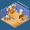 Baby Sitting Job Isometric Composition