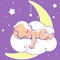 Baby sleeping on moon