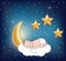 Baby sleeps on moon cloud