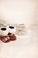 Baby Slippers Near Christmas Tree On Snowy Background