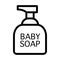 Baby soap line icon. Baby cosmetics vector illustration isolated on white. Bathroom accessories outline style design