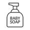 Baby soap thin line icon. Baby cosmetics vector illustration isolated on white. Bathroom accessories outline style