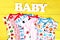 Baby soft fashion clothes background.