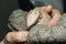Baby southern three-banded armadillo in a hand