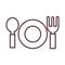 Baby spoon fork and dish feeding and care newborn template line style icon