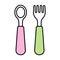 Baby spoon and fork icon