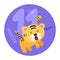 Baby sticker icon with cute little tiger animal eleven months old baby. Vector illustration in cartoon scandinavian