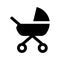 Baby stroller with hood icon