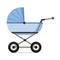 Baby stroller isolated on white background. Children pram, baby carriage