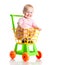 Baby in a supermarket trolley