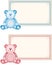 Baby teddy bear pink and blue tag label